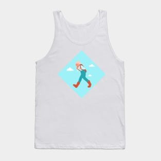 Travelling Backpacker on a Blue Sky Tank Top